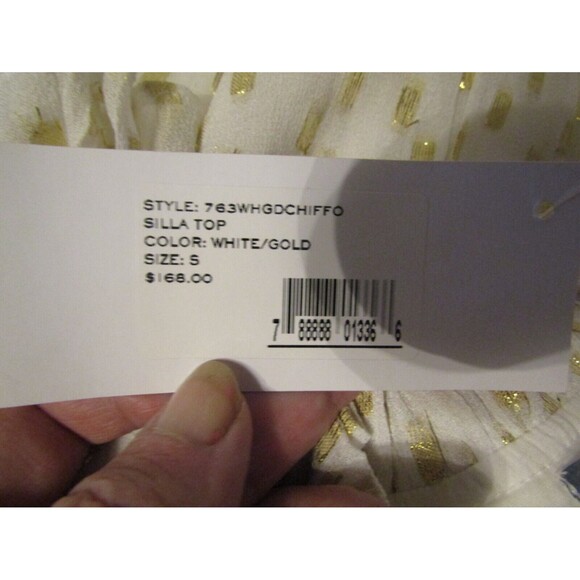 CK Bradley Silla Top NWT Off White Metallic Gold Accents Retail $168 Size S - Picture 10 of 10
